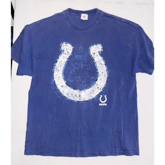 Vintage Indianapolis Colts Shirt Mens 2XL Blue White Graphic Faded Oversized Y2K - Picture 1 of 5